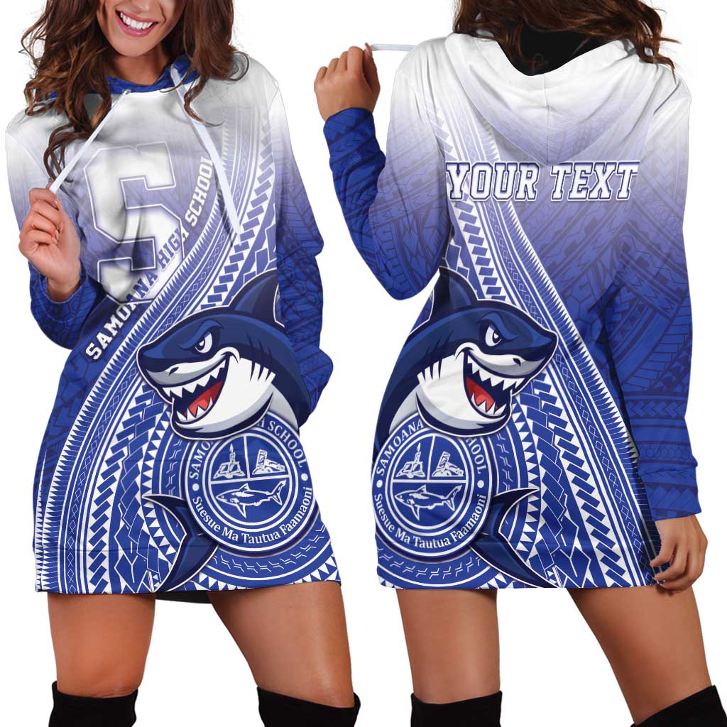 Personalized Samoana High School Hoodie Dress Polynesian Tribal Shark