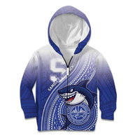 Personalized Samoana High School Kid Hoodie Polynesian Tribal Shark LT05 Zip Hoodie Blue - Polynesian Pride