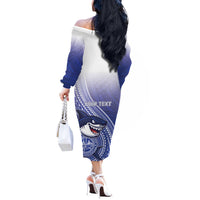 Personalized Samoana High School Off The Shoulder Long Sleeve Dress Polynesian Tribal Shark