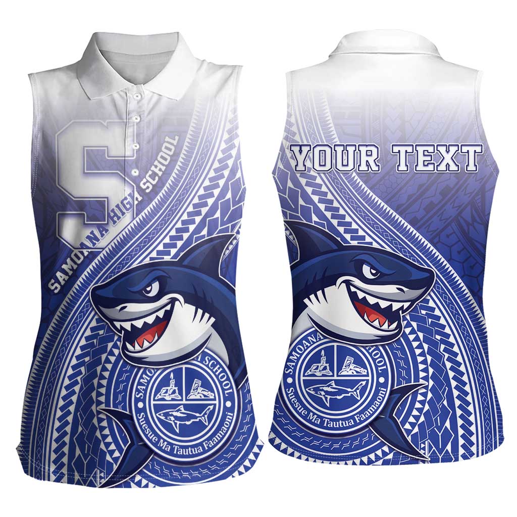 Personalized Samoana High School Women Sleeveless Polo Shirt Polynesian Tribal Shark LT05 - Polynesian Pride