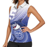Personalized Samoana High School Women Sleeveless Polo Shirt Polynesian Tribal Shark LT05 - Polynesian Pride