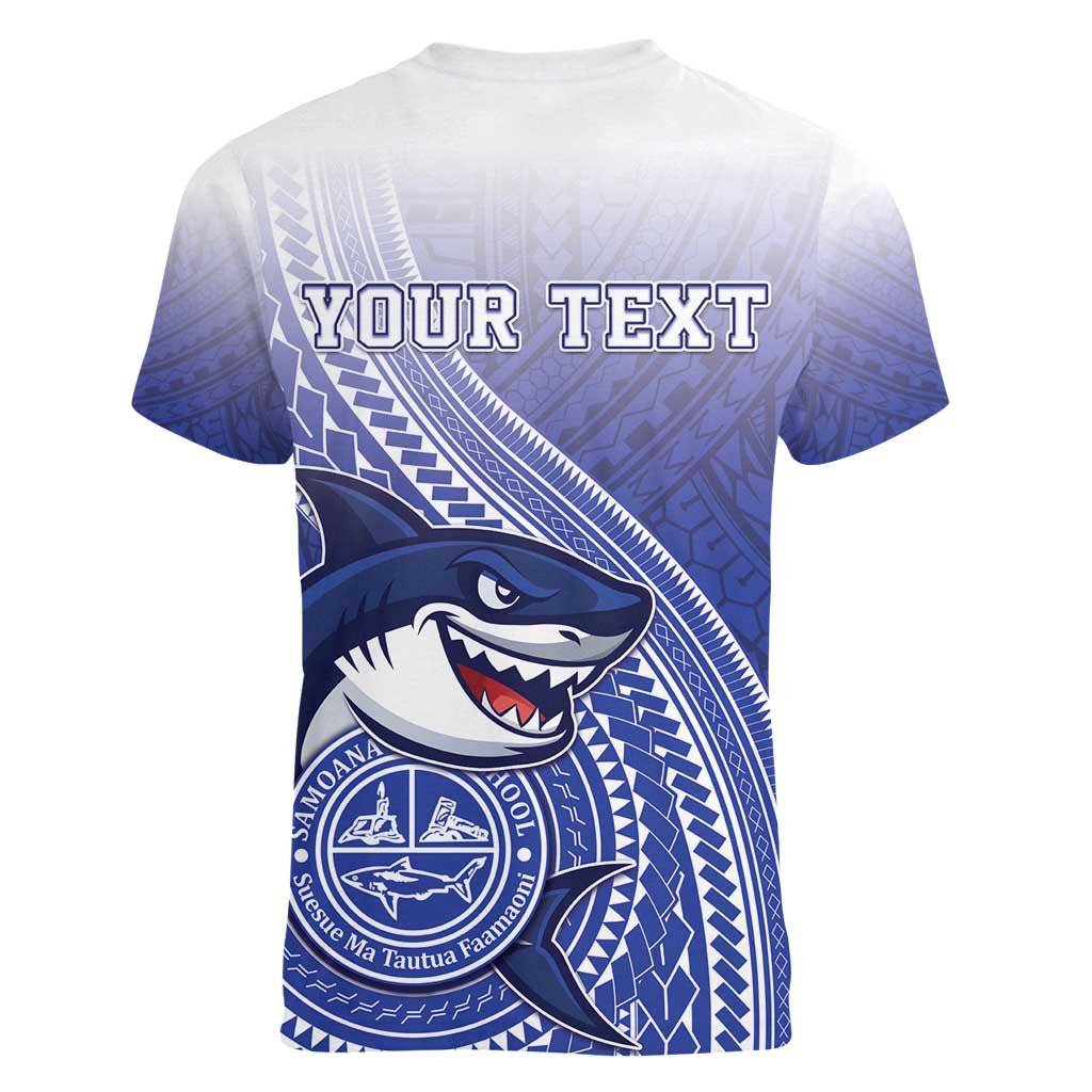 Personalized Samoana High School Women V-Neck T-Shirt Polynesian Tribal Shark