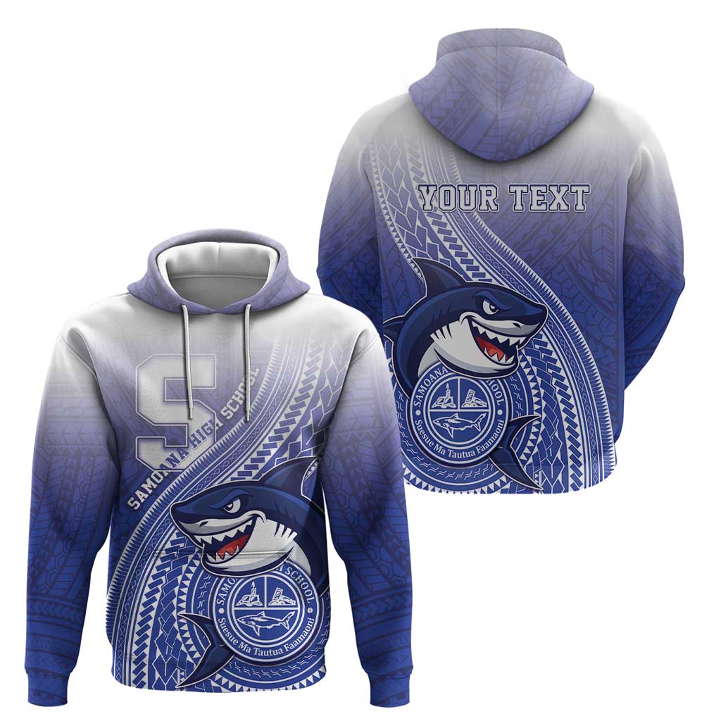Personalized Samoana High School Zip Hoodie Polynesian Tribal Shark