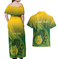 Personalized Leone High School Couples Matching Off Shoulder Maxi Dress and Hawaiian Shirt Leone Lion