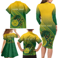 Personalized Leone High School Family Matching Long Sleeve Bodycon Dress and Hawaiian Shirt Leone Lion