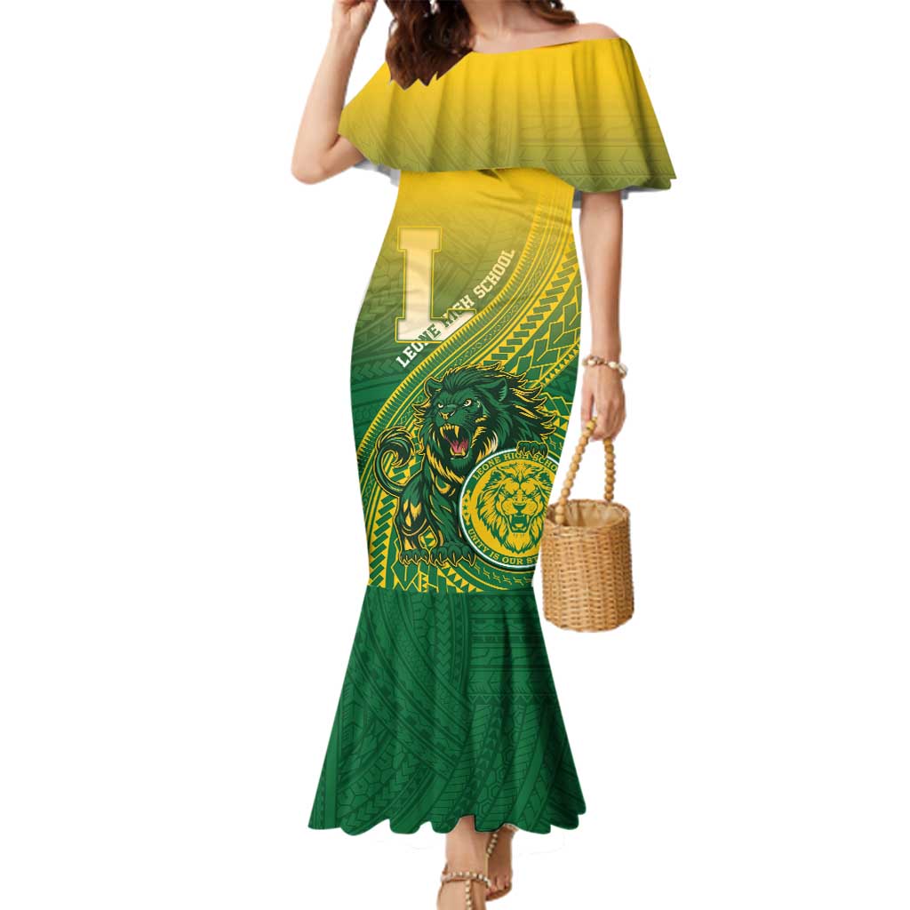 Personalized Leone High School Family Matching Mermaid Dress and Hawaiian Shirt Leone Lion