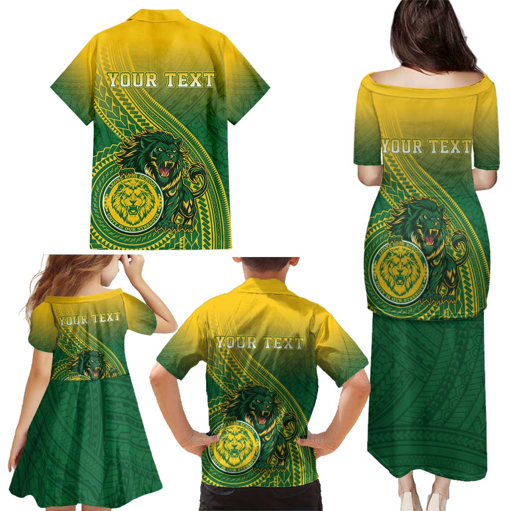 Personalized Leone High School Family Matching Puletasi and Hawaiian Shirt Leone Lion