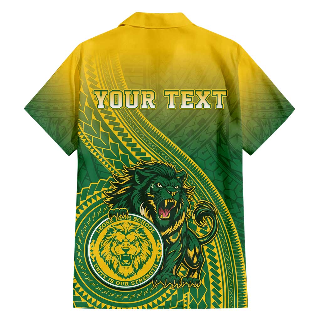 Personalized Leone High School Family Matching Short Sleeve Bodycon Dress and Hawaiian Shirt Leone Lion