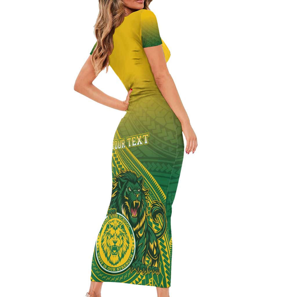Personalized Leone High School Family Matching Short Sleeve Bodycon Dress and Hawaiian Shirt Leone Lion
