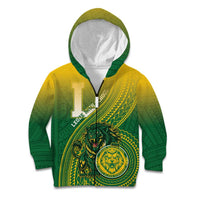Personalized Leone High School Kid Hoodie Leone Lion LT05 Zip Hoodie Green - Polynesian Pride