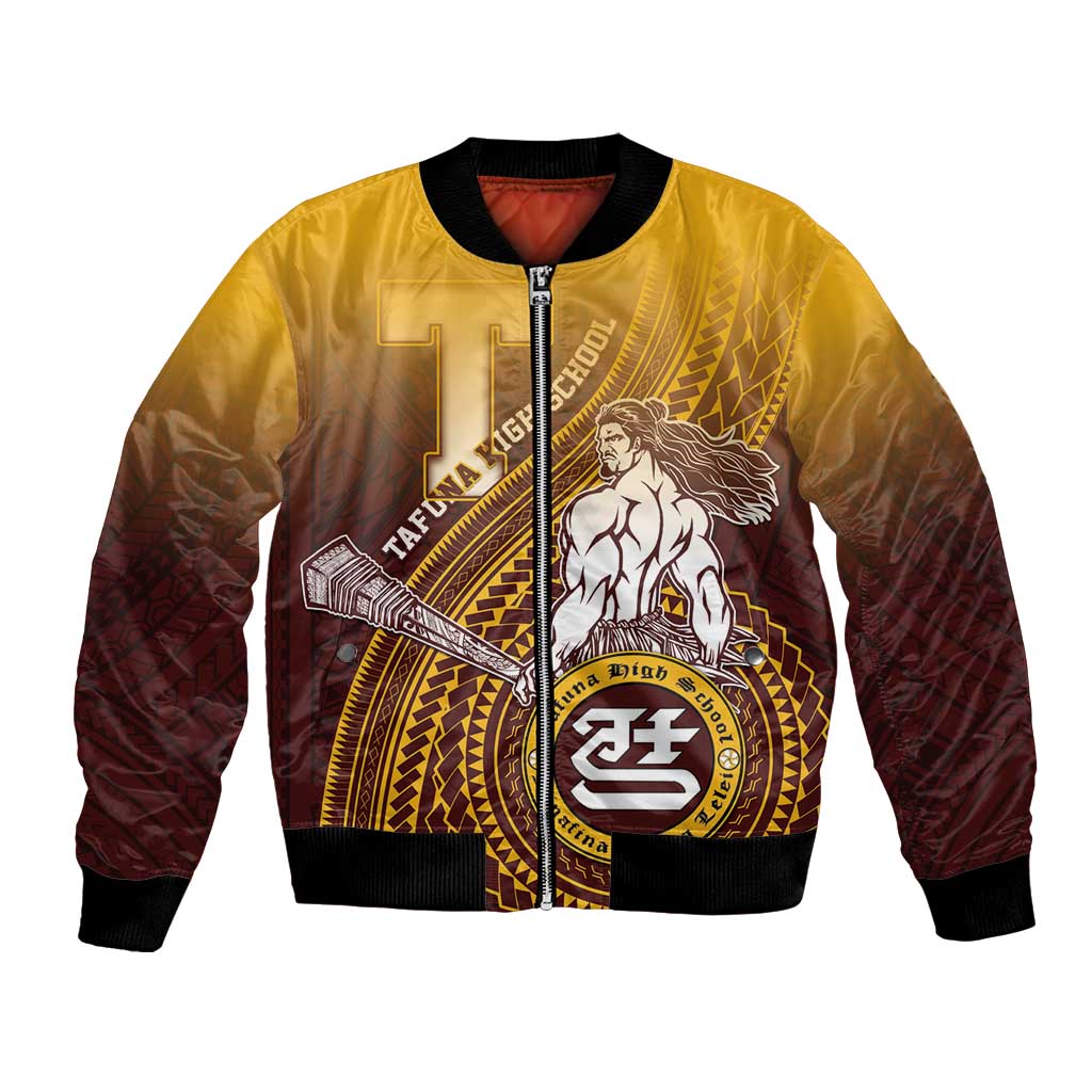 Personalized Tafuna High School Bomber Jacket Polynesian Warrior