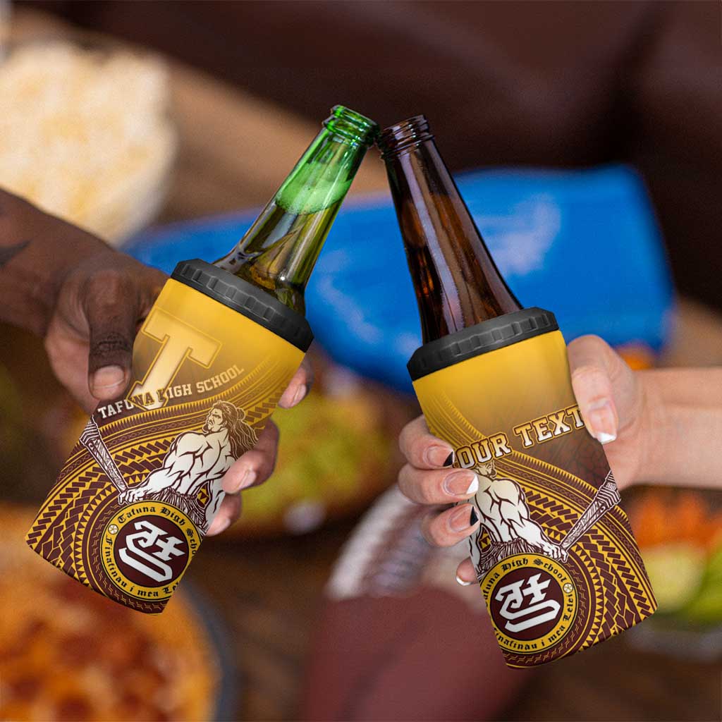 Personalized Tafuna High School 4 in 1 Can Cooler Tumbler Polynesian Warrior