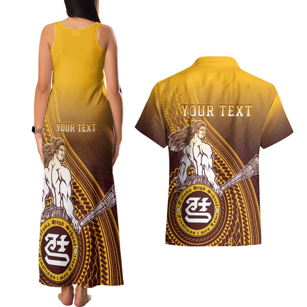Personalized Tafuna High School Couples Matching Tank Maxi Dress and Hawaiian Shirt Polynesian Warrior LT05 - Polynesian Pride