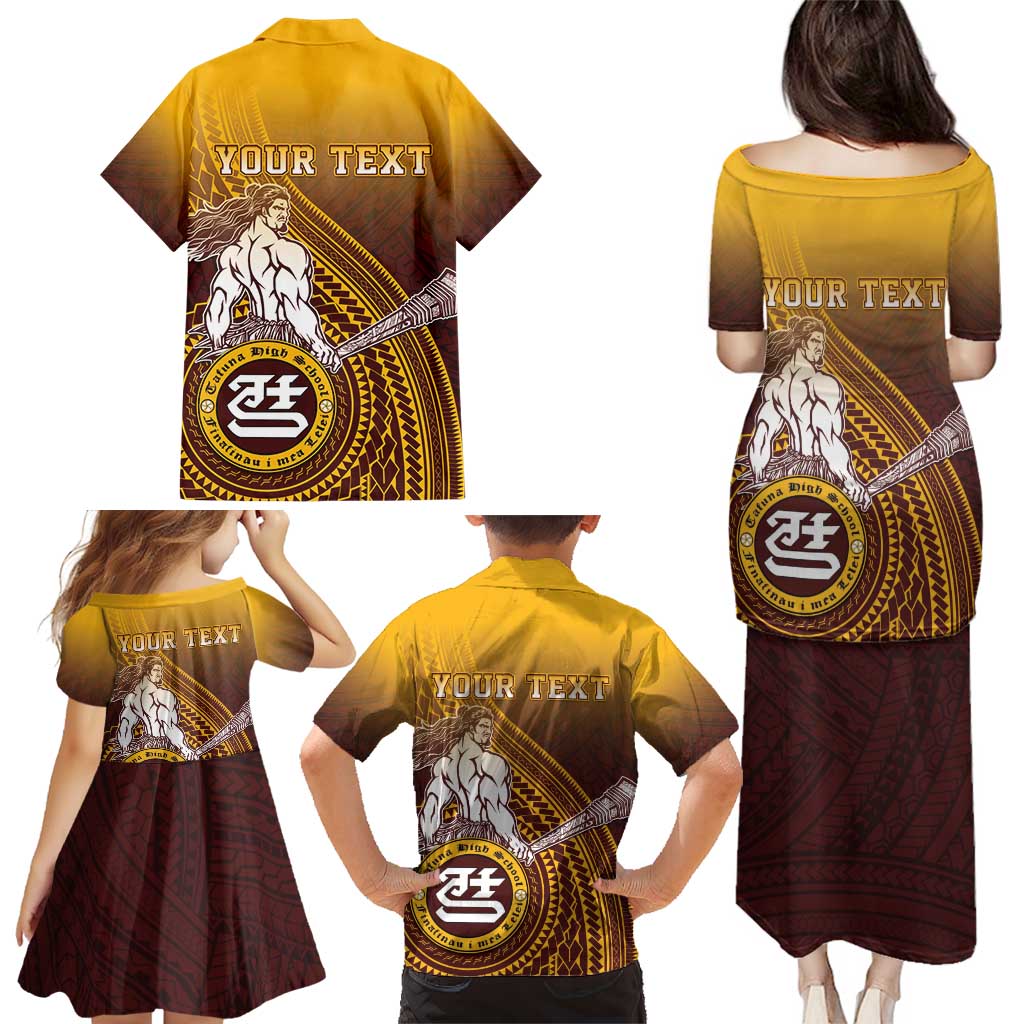Personalized Tafuna High School Family Matching Puletasi and Hawaiian Shirt Polynesian Warrior