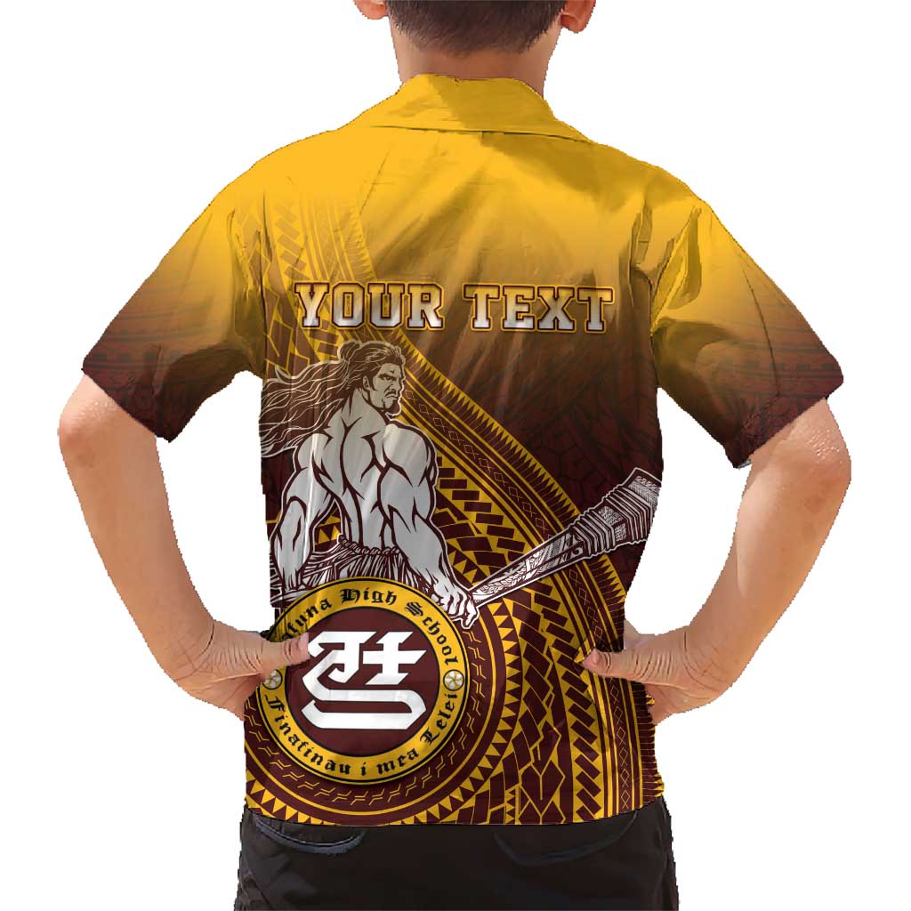 Personalized Tafuna High School Family Matching Short Sleeve Bodycon Dress and Hawaiian Shirt Polynesian Warrior
