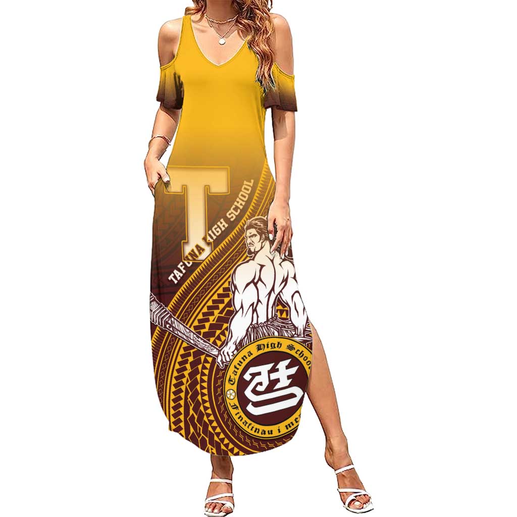 Personalized Tafuna High School Family Matching Summer Maxi Dress and Hawaiian Shirt Polynesian Warrior