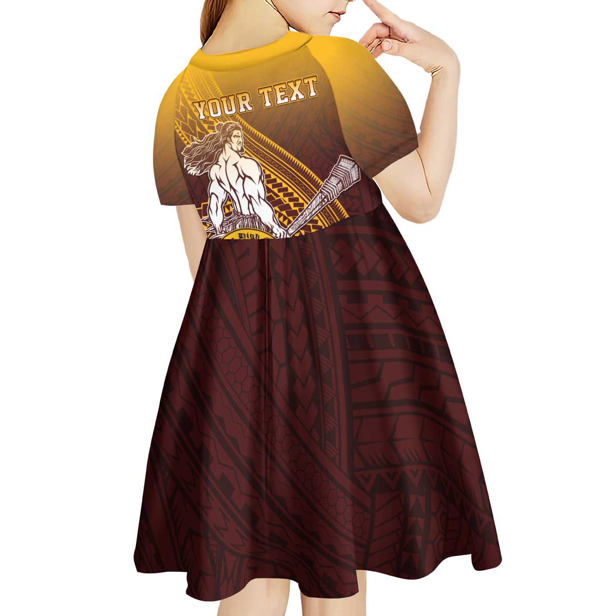 Personalized Tafuna High School Kid Short Sleeve Dress Polynesian Warrior