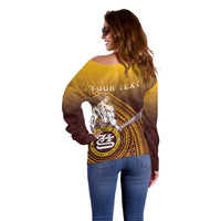 Personalized Tafuna High School Off Shoulder Sweater Polynesian Warrior