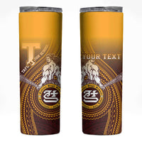 Personalized Tafuna High School Skinny Tumbler Polynesian Warrior