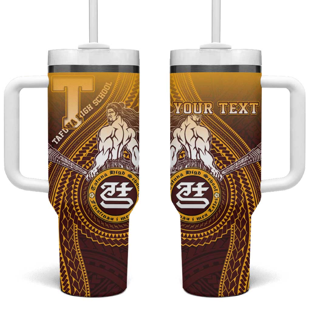 Personalized Tafuna High School Tumbler With Handle Polynesian Warrior
