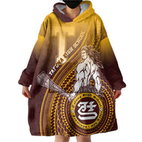 Personalized Tafuna High School Wearable Blanket Hoodie Polynesian Warrior