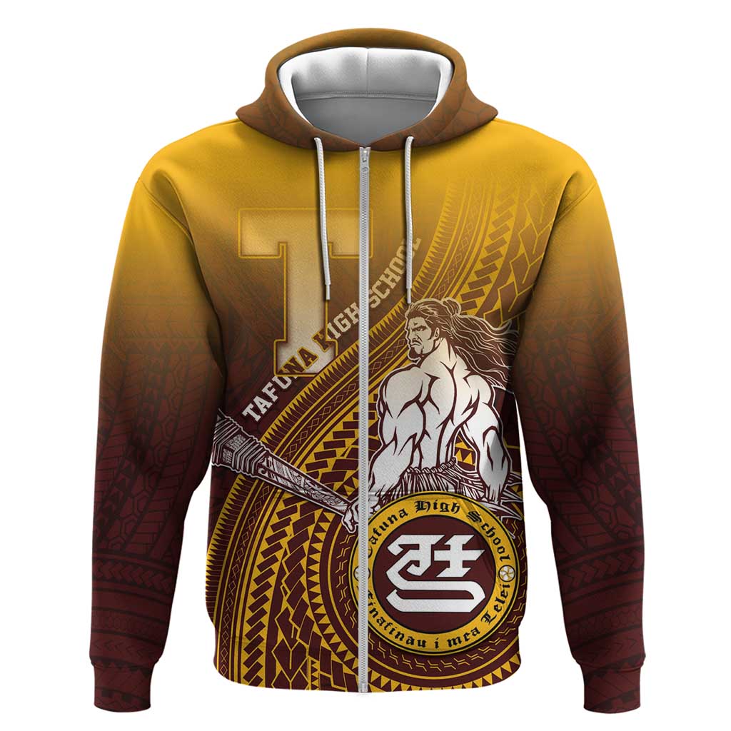Personalized Tafuna High School Zip Hoodie Polynesian Warrior