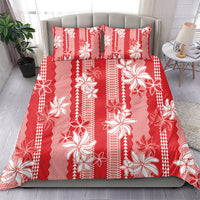 Hawaii Kakau Tribal Bedding Set With Red Tiare