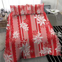 Hawaii Kakau Tribal Bedding Set With Red Tiare