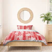 Hawaii Kakau Tribal Bedding Set With Red Tiare