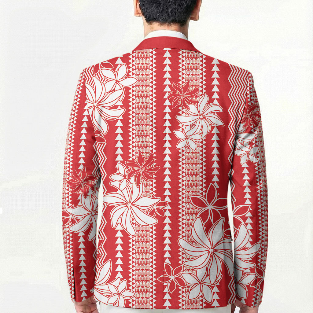 Hawaii Kakau Tribal Blazer With Red Tiare