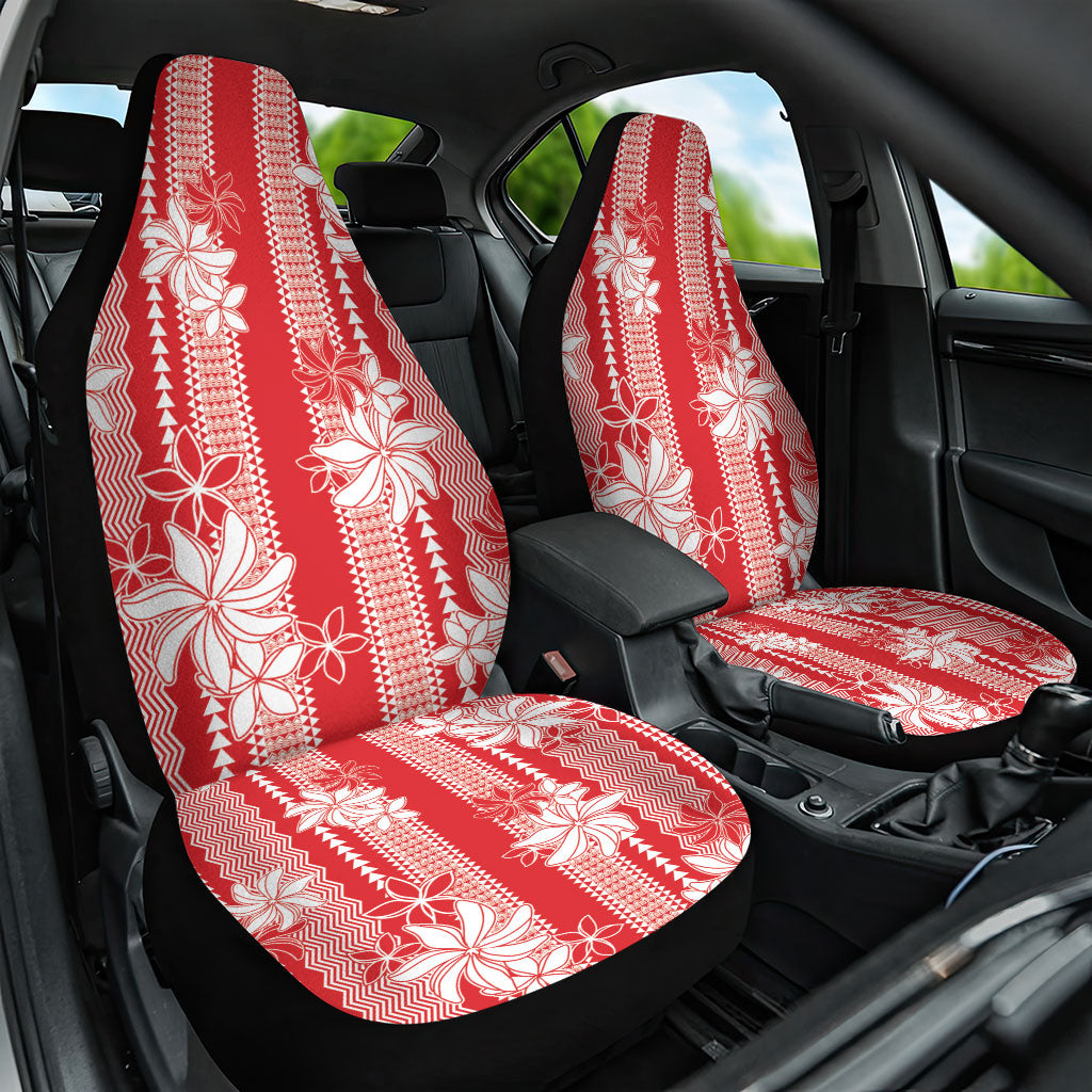 Hawaii Kakau Tribal Car Seat Cover With Red Tiare LT05 One Size Red - Polynesian Pride