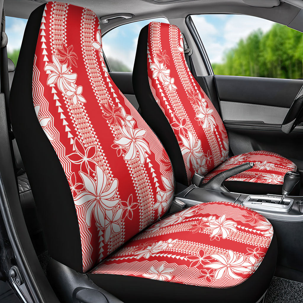 Hawaii Kakau Tribal Car Seat Cover With Red Tiare LT05 - Polynesian Pride