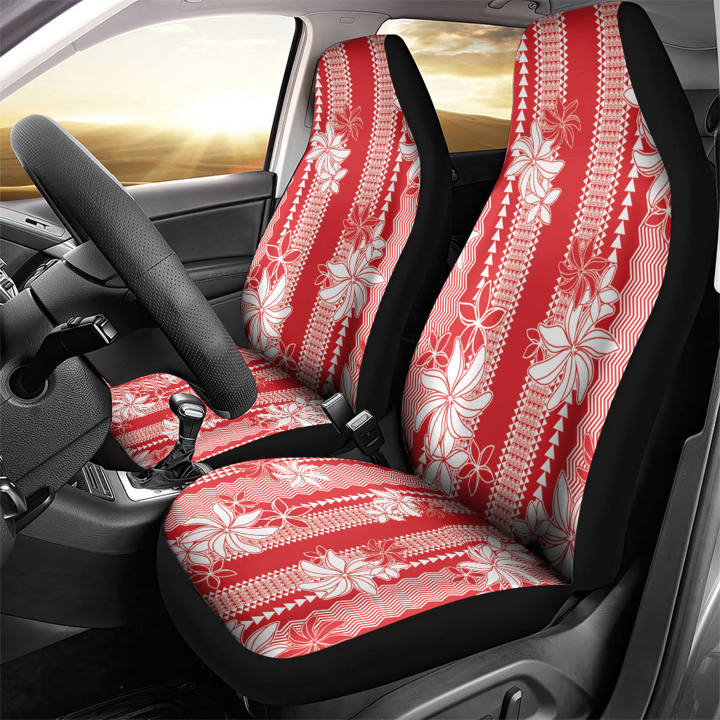 Hawaii Kakau Tribal Car Seat Cover With Red Tiare LT05 - Polynesian Pride