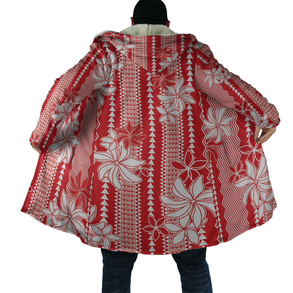 Hawaii Kakau Tribal Cloak With Red Tiare