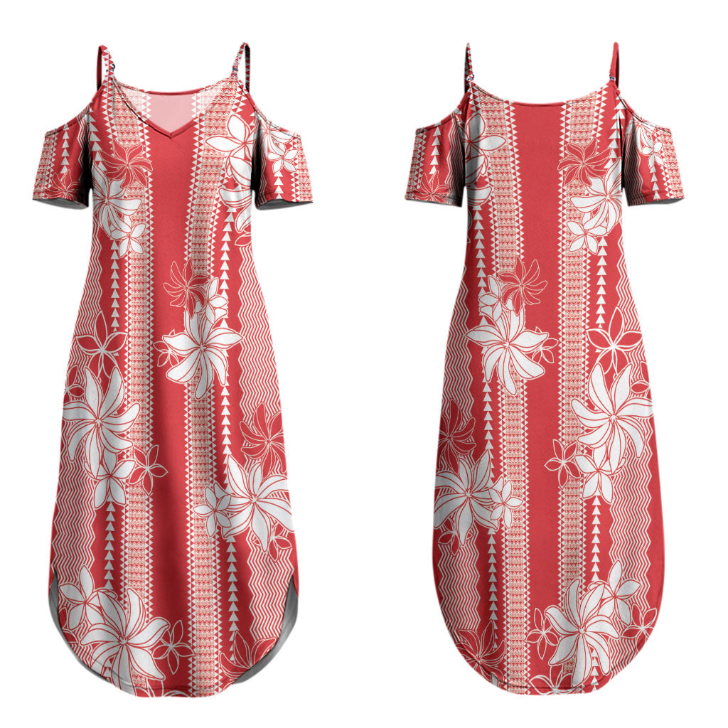 Hawaii Kakau Tribal Couples Matching Summer Maxi Dress and Hawaiian Shirt With Red Tiare LT05 - Polynesian Pride