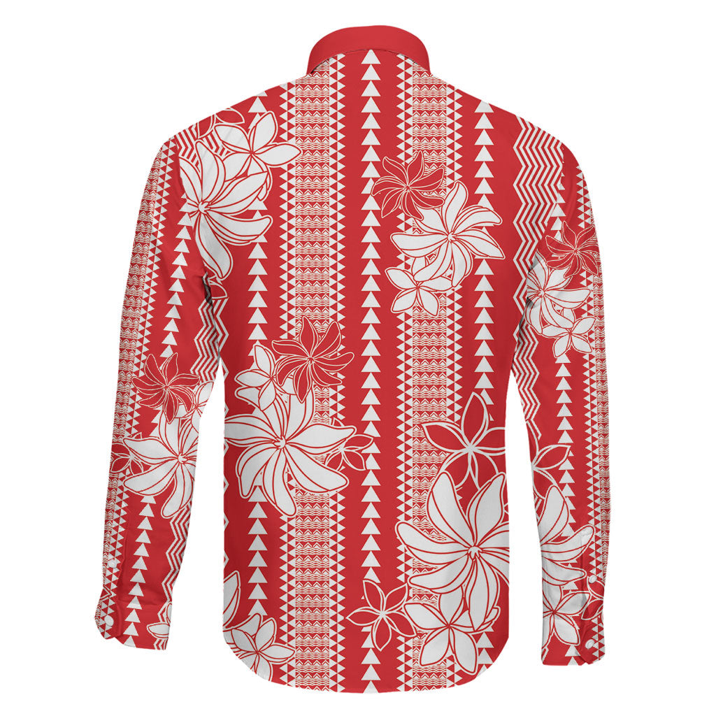 Hawaii Kakau Tribal Family Matching Mermaid Dress and Hawaiian Shirt With Red Tiare