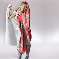 Hawaii Kakau Tribal Hooded Blanket With Red Tiare