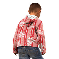Hawaii Kakau Tribal Kid Hoodie With Red Tiare