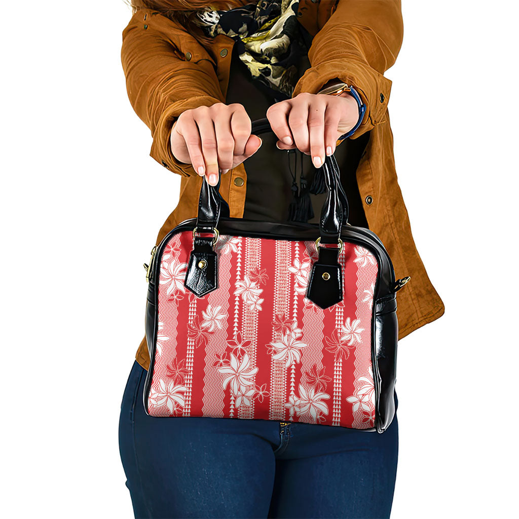 Hawaii Kakau Tribal Shoulder Handbag With Red Tiare