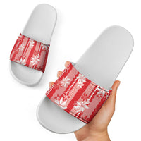 Hawaii Kakau Tribal Slide Sandals With Red Tiare