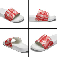 Hawaii Kakau Tribal Slide Sandals With Red Tiare