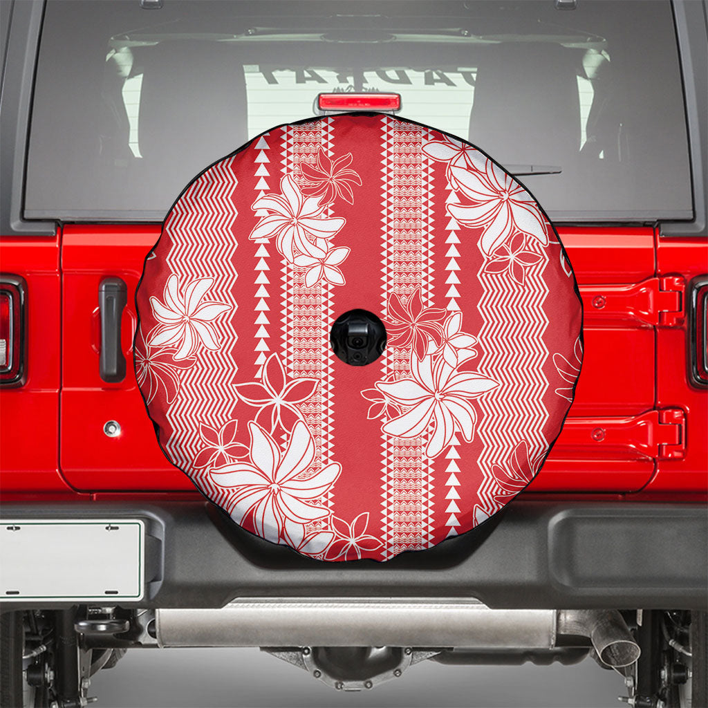 Hawaii Kakau Tribal Spare Tire Cover With Red Tiare LT05 - Polynesian Pride