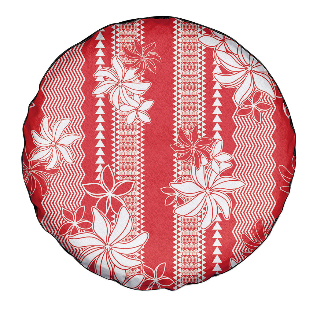 Hawaii Kakau Tribal Spare Tire Cover With Red Tiare LT05 - Polynesian Pride