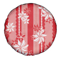 Hawaii Kakau Tribal Spare Tire Cover With Red Tiare LT05 - Polynesian Pride