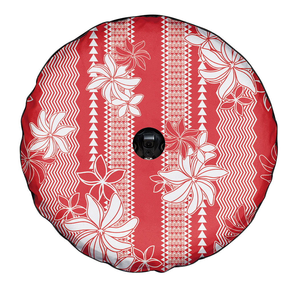 Hawaii Kakau Tribal Spare Tire Cover With Red Tiare LT05 - Polynesian Pride