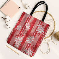 Hawaii Kakau Tribal Tote Bag With Red Tiare