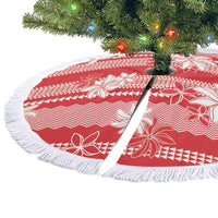 Hawaii Kakau Tribal Tree Skirt With Red Tiare LT05 - Polynesian Pride