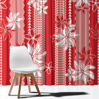 Hawaii Kakau Tribal Window Curtain With Red Tiare