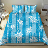 Hawaii Kakau Tribal Bedding Set With Blue Tiare