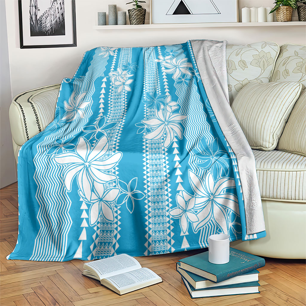 Hawaii Kakau Tribal Blanket With Blue Tiare